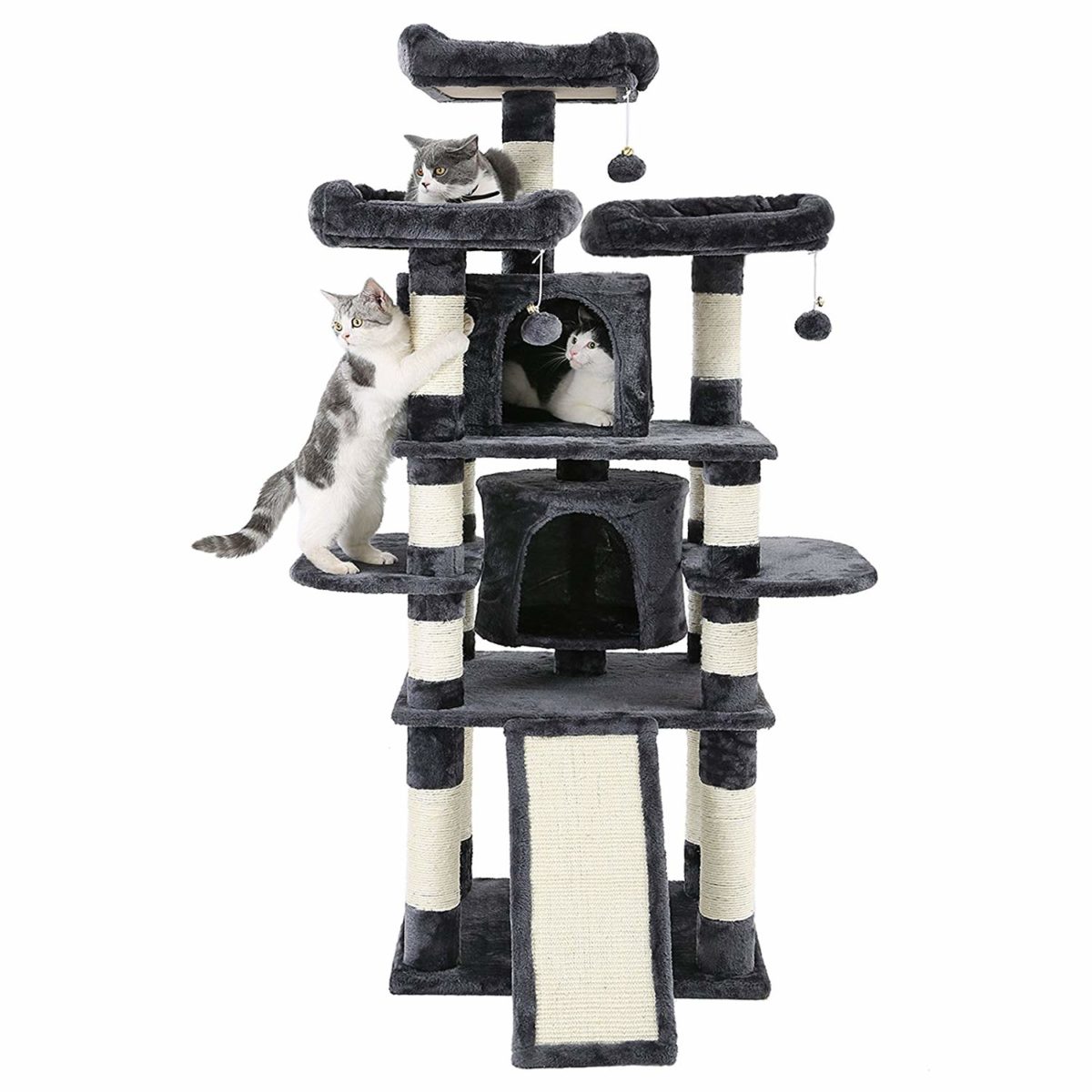 FEANDREA 67 inches MultiLevel Cat Tree for Large Cats, with Cozy Perches, Stable Pet Happy Life